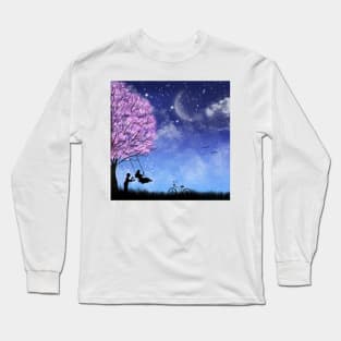 Cherry tree with lovely couple Long Sleeve T-Shirt